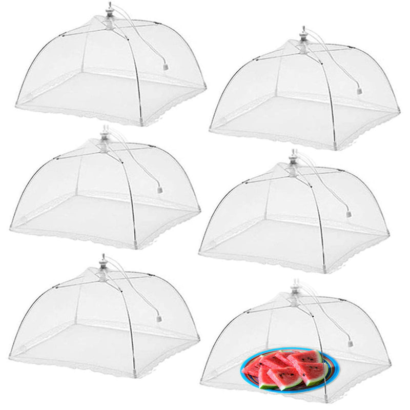 [Australia - AusPower] - Simply Genius (6 pack) Large and Tall 17x17 Pop-Up Mesh Food Covers Tent Umbrella for Outdoors, Screen Tents, Parties Picnics, BBQs, Reusable and Collapsible Food Tents 6 