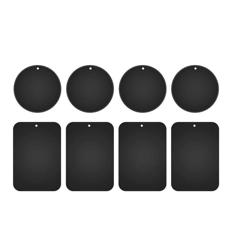 [Australia - AusPower] - Metal Plates for Magnetic Car Mount,Nekteck Replacement Metal Plates with Strong Adhesive for Magnetic Air Vent Phone Car Mount Holder,GPS Holder, 4 Rectangulars and 4 Rounds, 8 Pack, Black 