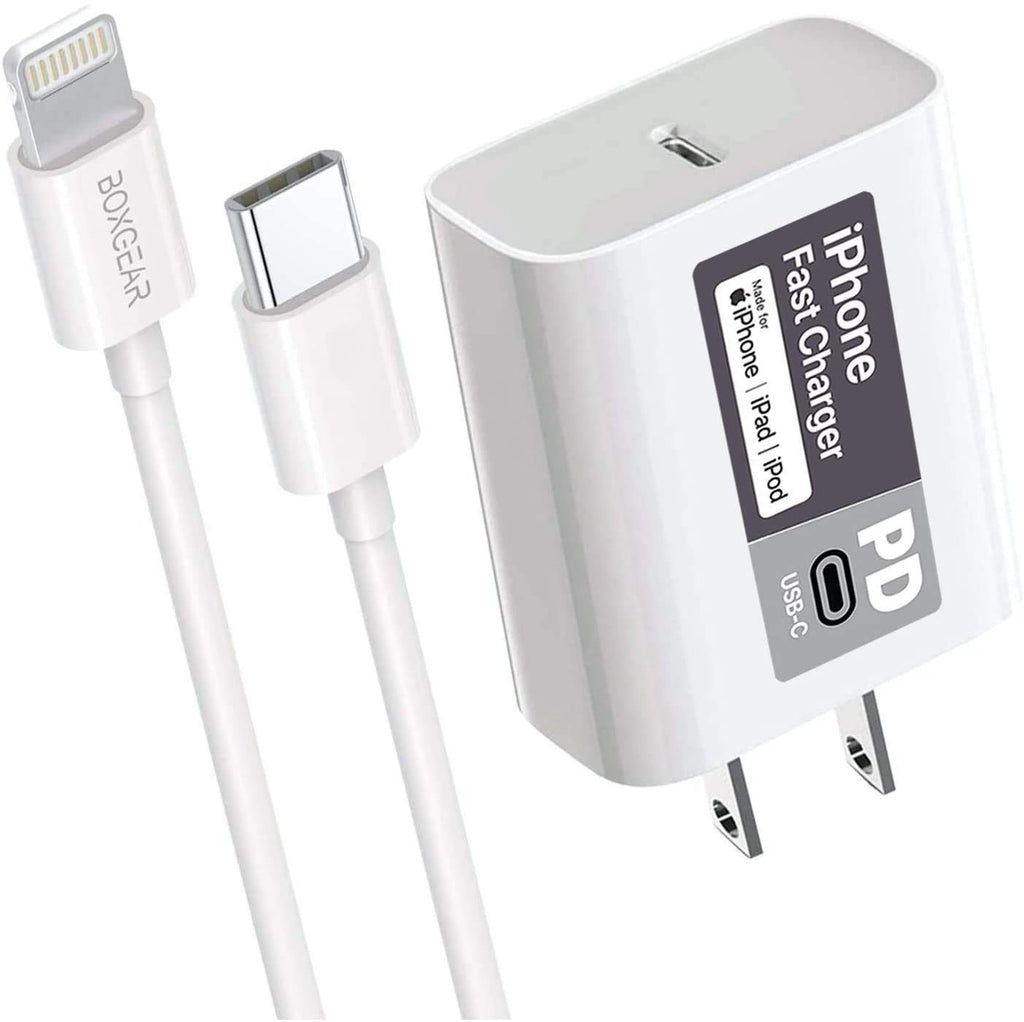 [Australia - AusPower] - Boxgear iPhone 12 Pro Fast Charger (Apple MFI Certificate) for iPhone 11, 11 Pro, 11 Pro Max - Boxgear 20W PD Power Adapter with USB-C to Lightning Cable for iPhone 12, 12 Pro, 12 Pro Max (3.3 FEET) 