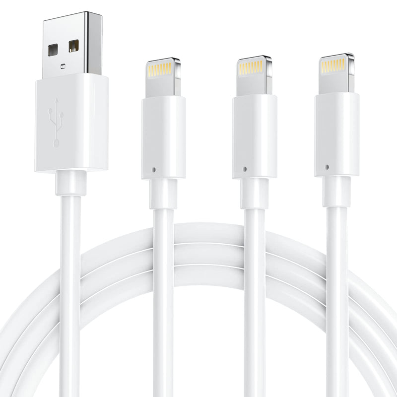 [Australia - AusPower] - Lightning Cable iPhone Charger 3Pack 6.5FT Lightning to USB A Cable Certified Charging Cable Cord for iPhone 13 12 11 Xs Max XR X 8 Plus 7 Plus 6 Plus 5s SE iPad Pro iPod Airpods and More - White 