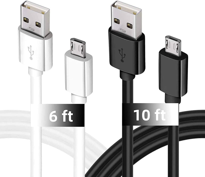 [Australia - AusPower] - Charging Cable for Samsung Galaxy S7, 2Pack 6Ft 10Ft Long Charger Cable, Android Phone Fast Charger Cord for Samsung Galaxy S7 S6 Edge,Note 5 4,LG G4,Moto,Sony,PS4,Windows,MP3,Camera,Black 10ft black+6ft white 
