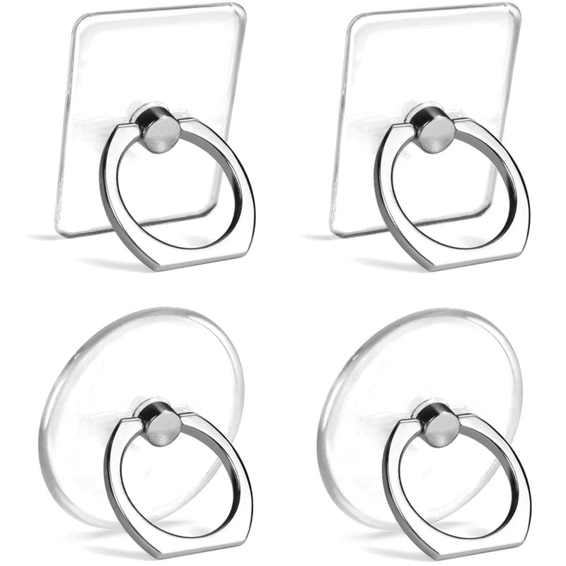[Australia - AusPower] - Cell Phone Ring Holder Stand Transparent 4 Pack Finger Grip Loop Mount 360 Degree Rotation Universal Smartphone Kickstand Compatible with iphone X 8 7 7Plus Samsung Galaxy S7 S8 LG Google Silver 