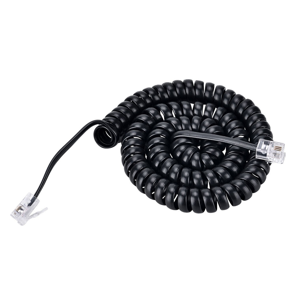 [Australia - AusPower] - Pasow Telephone Handset Coil Cord Phone Reciever RJ9 Coiled Cable,Coiled Length 0.8 to 6 feet Uncoiled (Black) Black 