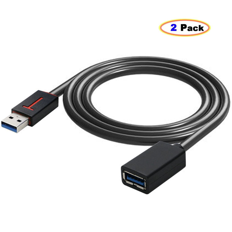 [Australia - AusPower] - USB 3.0 Extension Cable Apoi [2 Pack] USB Adapter Cord Type A Male to Female Data Line Transfer Lead for Playstation,Xbox,Oculus VR,USB Flash Drive,Card Reader,Hard Drive,Printer,Camera 3 Feet(Black) 