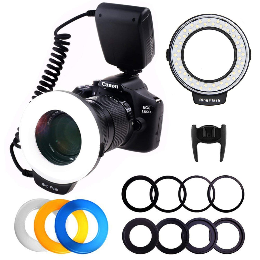 [Australia - AusPower] - PLOTURE Flash Light with LCD Display Adapter Rings and Flash Diff-Users Works with Canon Nikon and Other DSLR Cameras 