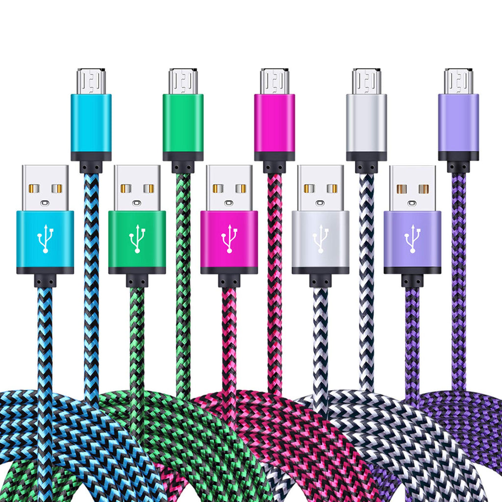 [Australia - AusPower] - Android Charger Cable, FiveBox 5-Pack 6ft Micro USB Cable Cord Braided Fast Charging Phone Charger for Samsung Galaxy J3 J7 S6 S7 Edge, Tablet, LG stylo 2/3 LG G3 G4 K30 K20 Plus, Kindle Fire 7 8 10 