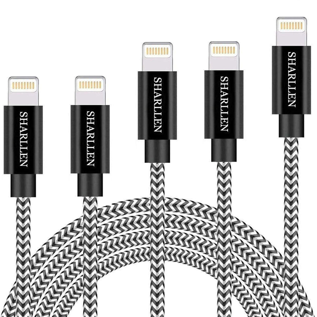 [Australia - AusPower] - MFi Certified iPhone Cable 5 Pack 3FT/6FT/10FT SHARLLEN Nylon Braided Fast USB Charging&Syncing Cord Wire Lightning Charging Cable Compatible iPhone Charger 12/11Pro/XS/Max/XR/X/8/7/6/iPad/iPod Black 
