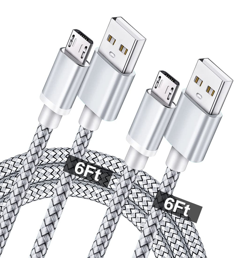 [Australia - AusPower] - Micro USB Charger Cable 2Pack 6ft Android Fast Charger Cord for Samsung Galaxy S7 S6 Plus Edge Active J7 Crown/Star/Prime/Sky Pro/Refine/Pro/NeoJ3 J7V J3V J5 J6 J2 Note 5,Tab 3 4 A E S S2 LG G3 G4 