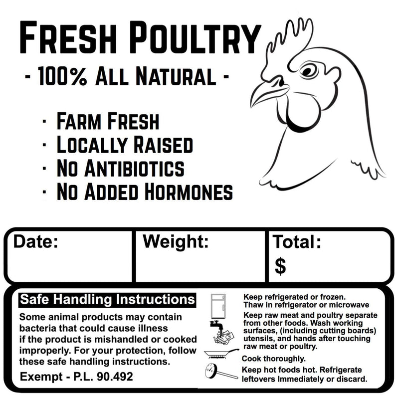 [Australia - AusPower] - Poultry Freezer Labels 3.5" x 3.5" with Safe Handling Instructions Exemption – P.L. 90-492 (100) Black / White 100 