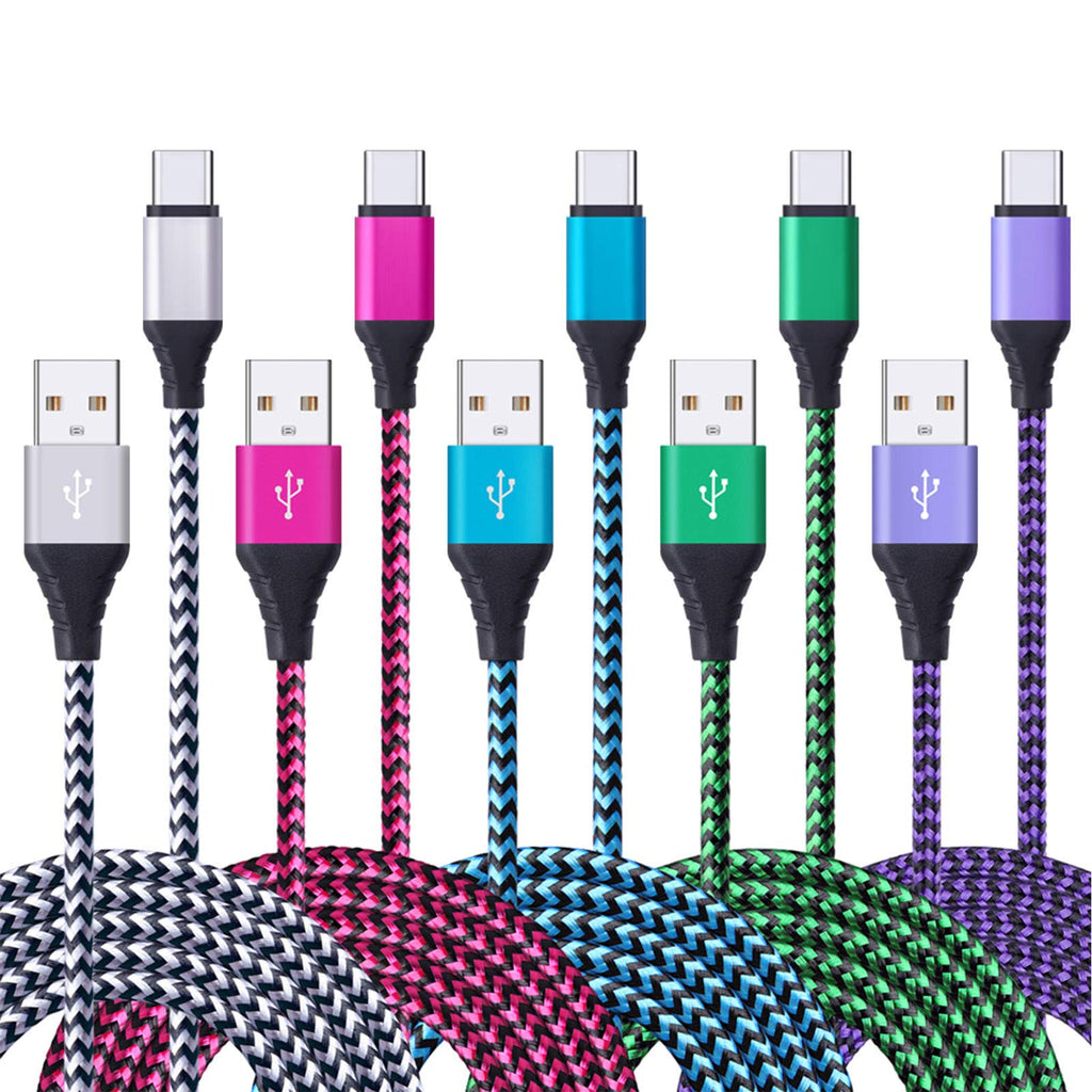 [Australia - AusPower] - FiveBox 5Pack 6FT USB Type C Cable Phone Charger Fast Charging Cord Compatible Motorola Moto G10 G9 G8 G7 Power Plus Play, Edge/G Power/Stylus/Razr/One 5G Ace/G100, G6 X4 Z4 Z3 Z2 Z Play Force Droid 