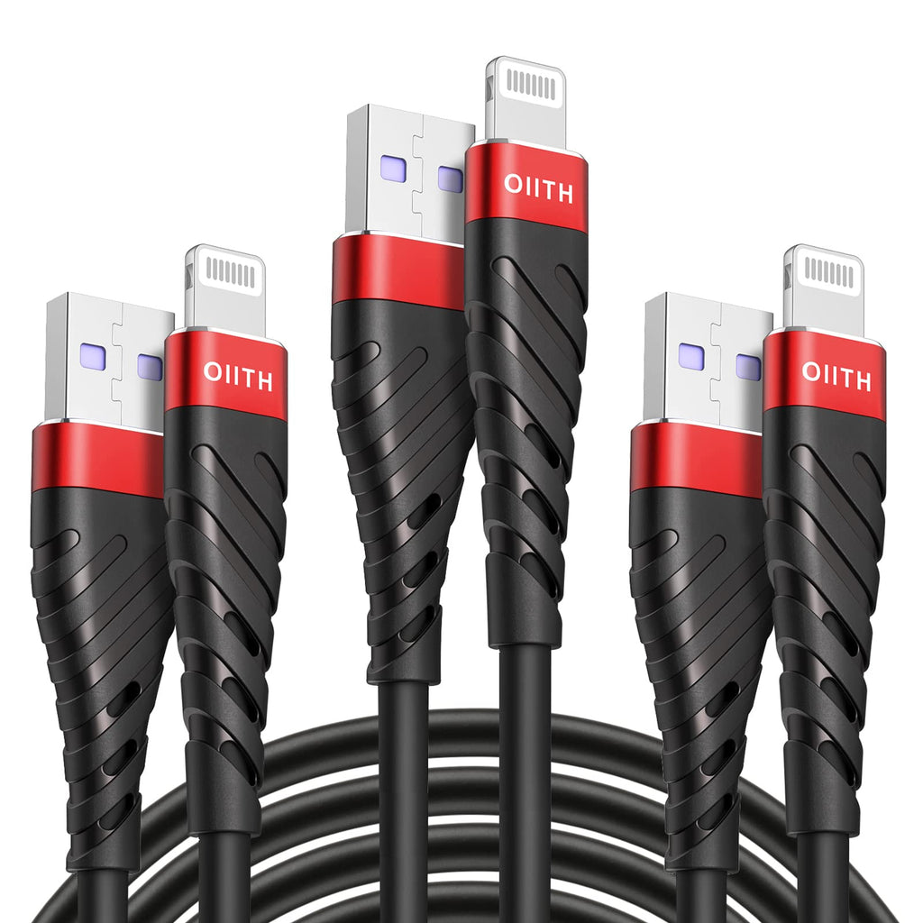 [Australia - AusPower] - iPhone Charger Cable 3-Pack 6ft, OIITH [MFi Certified] iPhone Charging Cord 6 Foot, Extra Long 6 Feet iPhone Charger Cord, 2.4A iPhone Power Wire Compatible with iPhone12/11/XS/Max/XR/X/8/7/6/iPad 3 Pack 6 Feet Red 