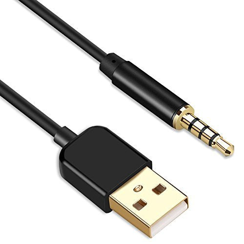 [Australia - AusPower] - AGPTEK 3.5mm Male Jack to USB Charge and Data Cable for iPod Shuffle, SYRYN Waterproof MP3 Player, Headphones, Black 