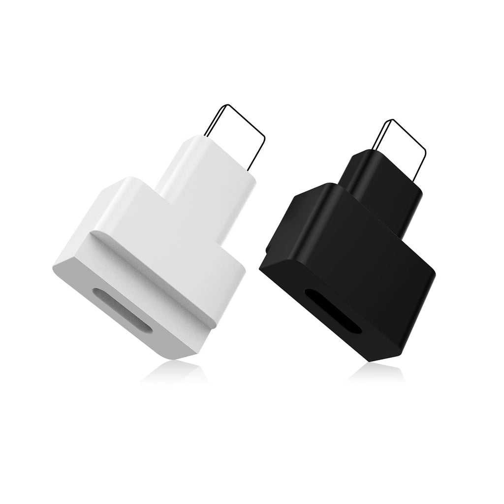 [Australia - AusPower] - EMATETEK Dock Extender Connector Female to Male. Transfer Audio, Video, Picture, Data and Charging. 2PCS Extension Docking Charger Adapter for Lifeproof, Otterbox Cases. (White & Black) 