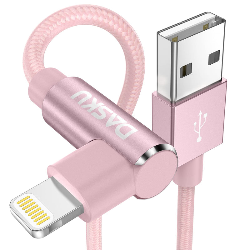 [Australia - AusPower] - 2 Pack 90 Degree iPhone Charger 10Ft Mfi Certified Lightning Cable Right Angle Long Nylon briaded Cord Compatible with Apple iPhone 13 12 11 Pro Max XS XR X 8 7 6 5 Plus iPad (Pink) 10 FT Pink 
