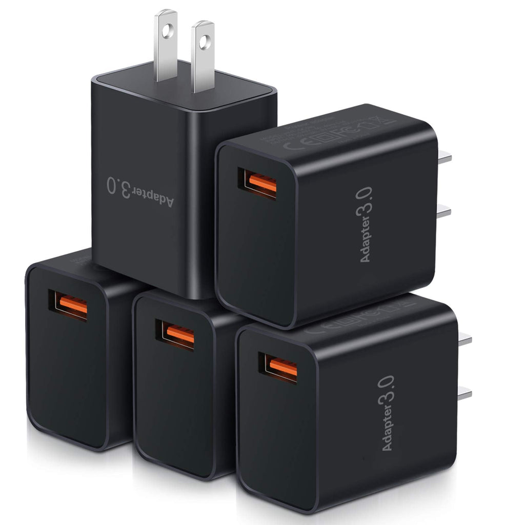 [Australia - AusPower] - Quick Charge 3.0 Wall Charger, OKRAY 5-Pack 18W Fast Charger Power Adapter Phone Charger Fast Charging Blocks Compatible iPhone 11/XR/XS/iPad, Samsung Galaxy S10/S9/S8, Note 10/9/8, Wireless Charger 