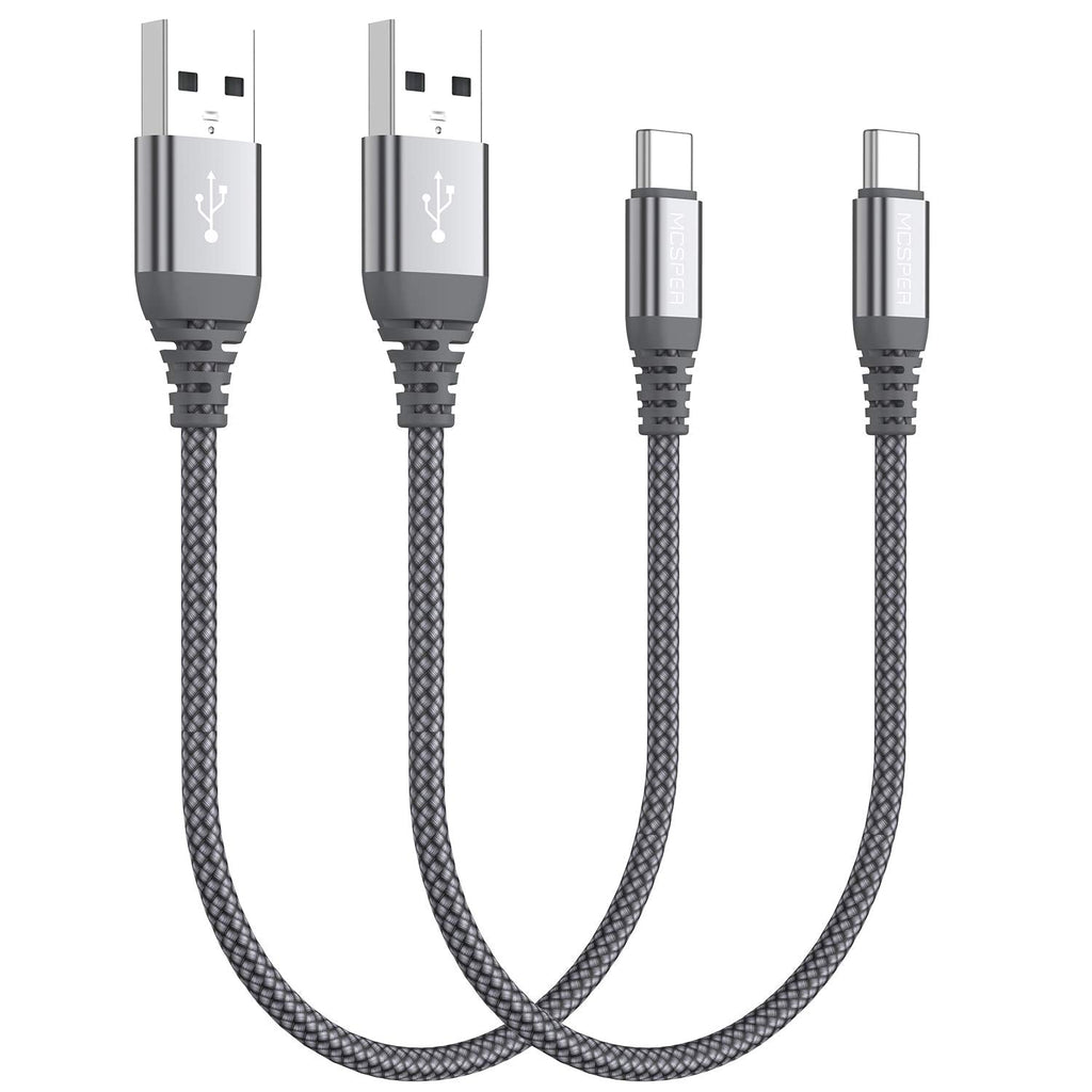 [Australia - AusPower] - Short USB C Cable(0.5ft 2-Pack),USB Type C Charger Nylon Braided Fast Charging Cord Compatible Samsung Galaxy S10+ S9 S8 Plus,Note 9 8,LG G6 G7 V35,Pixel 2 XL,Perfect Size for Power Bank (Grey) Grey 