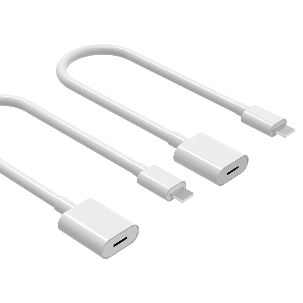 [Australia - AusPower] - EMATETEK Cable Extension Cord Female to Male Transfer Video Audio Music Data and Power Charge. 2PCS Female to Male Extender Cable Connector Cord Made of White PVC. (1Foot / 0.3M, White) 
