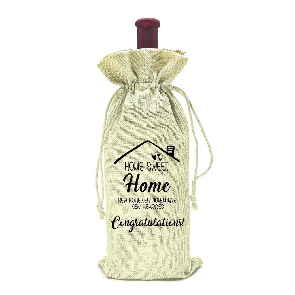 [Australia - AusPower] - Housewarming Gifts,First New Home House Homeowner Gifts for Men, Women, mom,dad,daughter,son, Friends, Coworkers,Sweet home, New Home,new adventure,new memories,wine bag 