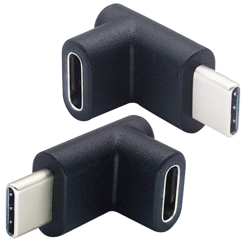 [Australia - AusPower] - AAOTOKK 90 Degree Type C USB Adapter Gen 2 (10Gbps) 3A Up&Down 90 Degree USB 3.1 Type C Male to Female Connector Supports Charging Data Audio Video Adapter for MacBook Pro(2Pack-Up/Down) 