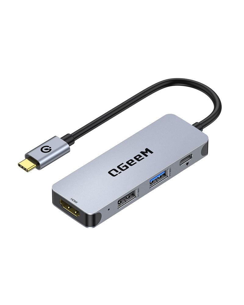 [Australia - AusPower] - USB C Hub, QGeeM 4-in-1 USB C Adapter with 4K USB C to HDMI Hub,100W Power Delivery,USB 3.0,Thunderbolt 3 Multiport Hub Compatible with MacBook Pro, XPS, iPad Pro,More Type C Devices 