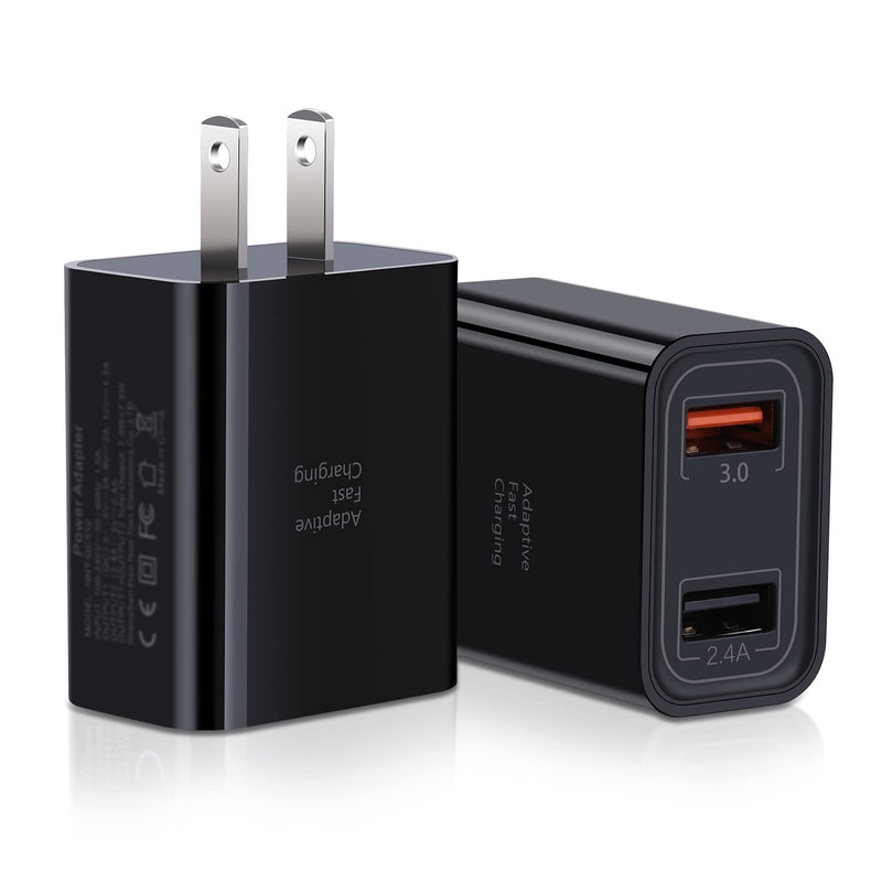 [Australia - AusPower] - Quick Charger 3.0, Pofesun 2Pack 30W Fast 3.0 USB Wall Charger Adapter Dual Port Adaptive Fast Charging Block Compatible for Samsung Galaxy S10 S9 S8 Plus S7 Edge Note 8 9 10,iPhone,Pad- Black,Black 