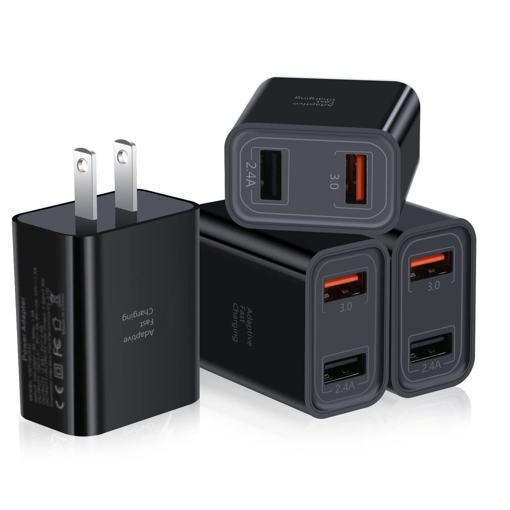 [Australia - AusPower] - Fast Charge 3.0 USB Charger, Pofesun 4Pack 30W QC USB Wall Charger 3.0 Adapter Adaptive Fast Charging Block Compatible Samsung Galaxy S10 S9 S8 Plus S7 S6 Note 8 9 10,iPhone,Wireless Charger-Black Black,Black,Black,Black 