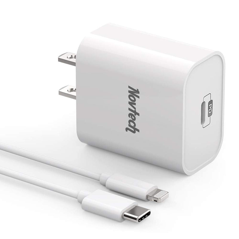 [Australia - AusPower] - iPhone 13 Fast Charger MFi Certified - Novtech USB C Wall Charger + 6FT C to Lightning Cable - Power Delivery 3.0 Wall Charger Plug for iPhone 12 Mini 12 Pro 12 Pro Max iPad Pro iPad Air - White 