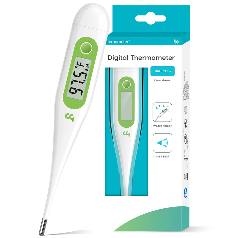 [Australia - AusPower] - Thermometer for Adults, Oral Thermometer for Fever, Medical Thermometer with Fever Alert, Memory Recall, C/F Switchable, Rectum Armpit Reading Thermometer for Baby Kids and Adults Green/white 