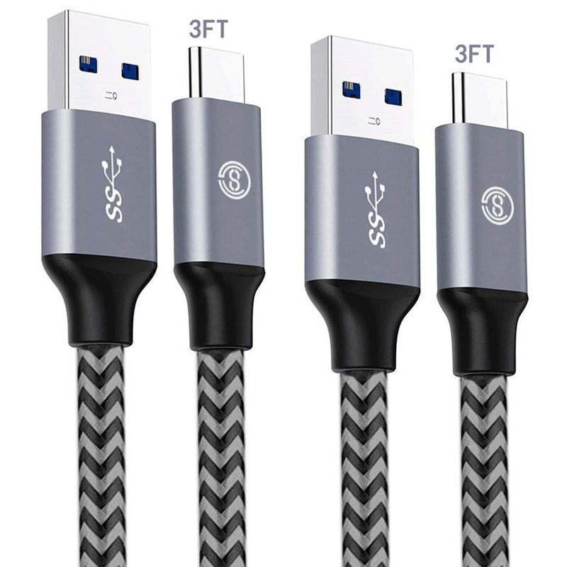 [Australia - AusPower] - USB C Cable,Sharllen [2Pack 3FT] USB 3.1 GEN1 Type C Cable to USB 3.0 A Phone Charger Cable Nylon Braided Fast Charging Cord Data Line Compatible Samsung Galaxy S10/10+ Note9/8 S9/8/8+,LG V30,HTCU11 