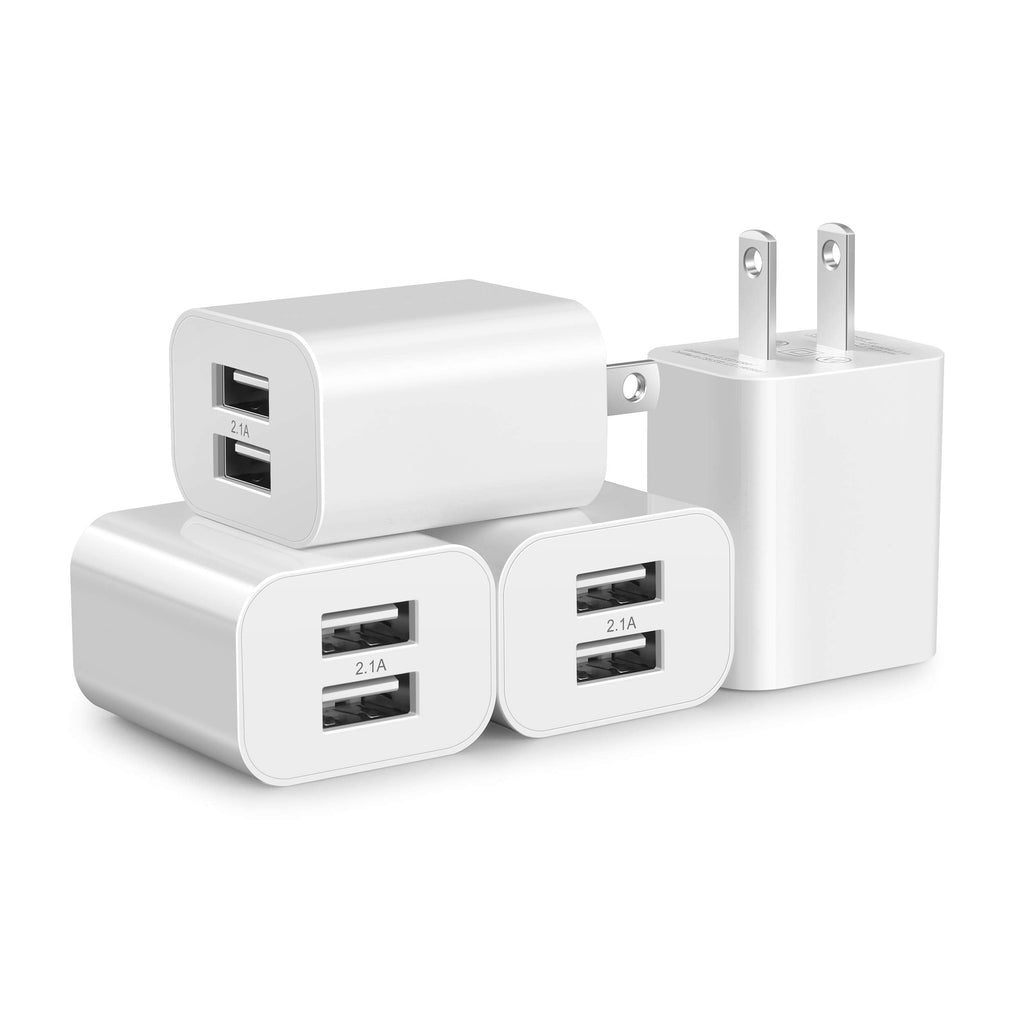 [Australia - AusPower] - USB Wall Charger Block 4Pack 5V 2.1A Dual Port Cube Plug Power Charging Adapter Brick for Apple IPhone 11/XS Max/XR/X/8/7/6S/6S Plus/6/SE/5S/5C/iPad mini/ Air 
