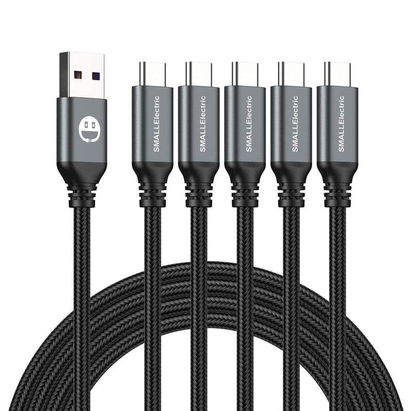 [Australia - AusPower] - USB Type-C Cable 5pack 6ft Fast Charging 3A Quick Charger Cord, Type C to A Cable 6 Foot Compatible Samsung Galaxy S10 S9 S8 Plus, Braided Fast Charging Cable for Note 10 9 8, LG V50 V40 G8 G7(Grey) 6foot Grey 5 