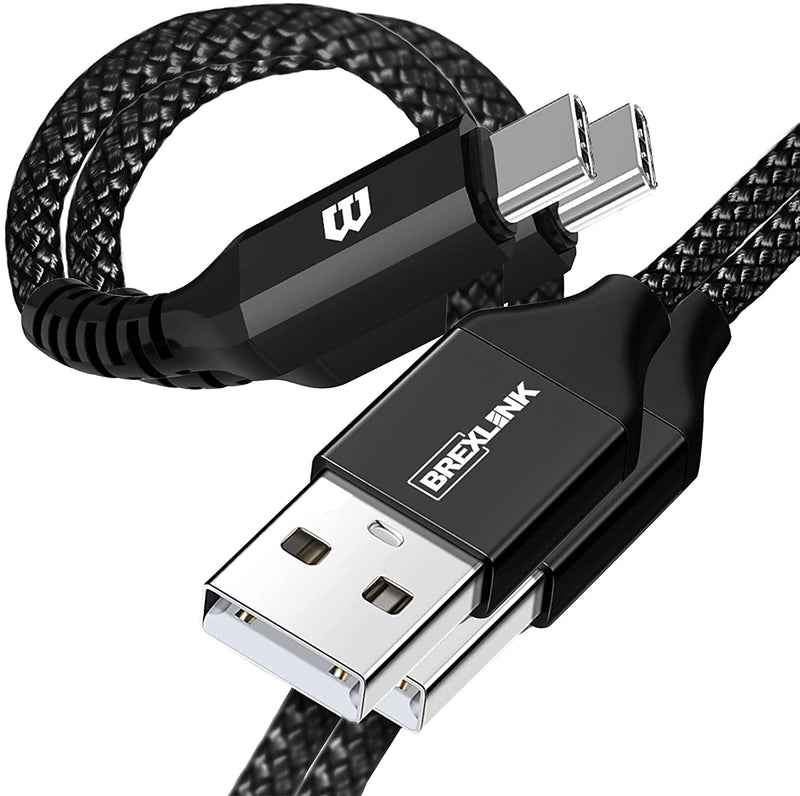 [Australia - AusPower] - BrexLink USB C Cable, Type C Charger USB 3A Charging Cable Fast Charge for Samsung Galaxy Note 22 Plus Ultra S21 S9 S8, Moto G7 G8, Other USB Type c Charger 6ft+6ft Black 