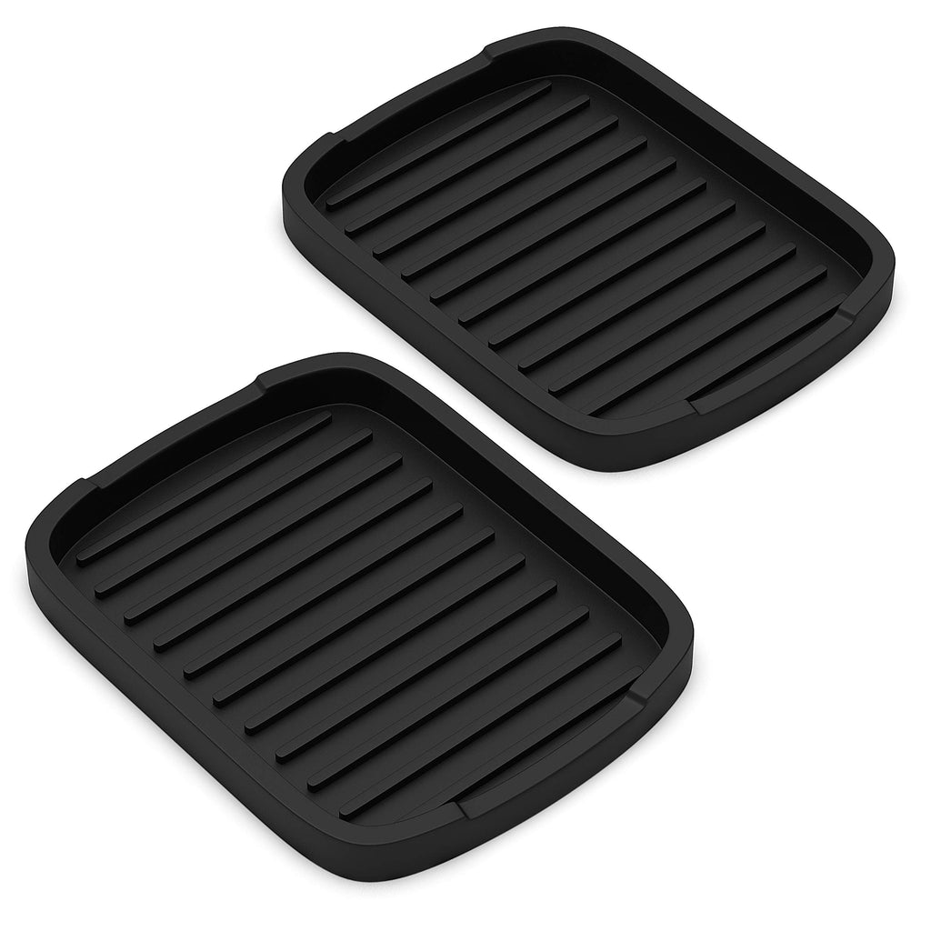 [Australia - AusPower] - ZAPPOWARE Silicone sponge holder -soap tray - 5.9" X 4.33" (Black) - Set -2pcs Black 5.9" X 4.33" (2 pcs) 