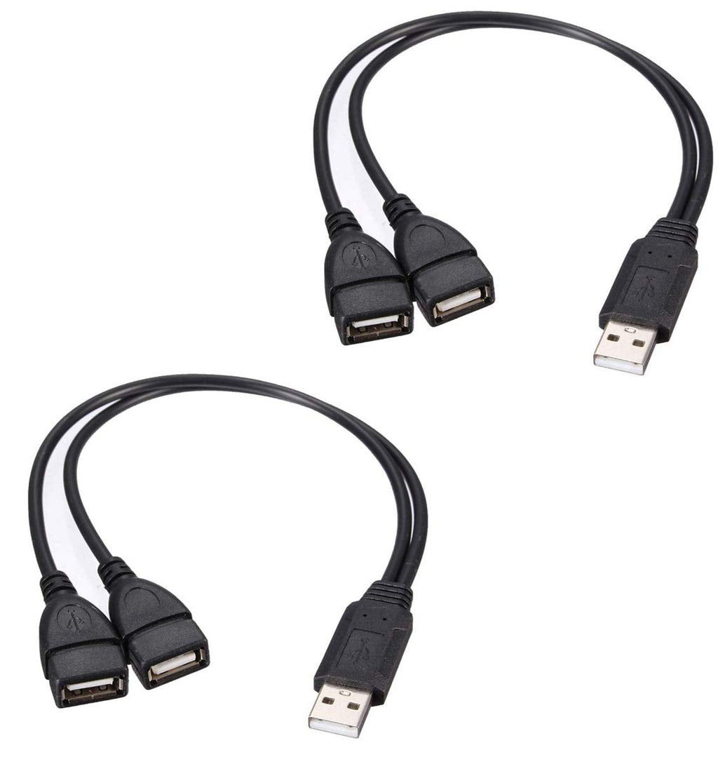 [Australia - AusPower] - USB Splitter,USB Charger Cable,USB A 2.0 Male to Dual USB Female Jack Y Splitter Charging Cable for Laptop/Car/Data Transmission / Charging Etc. (2 Pack) 