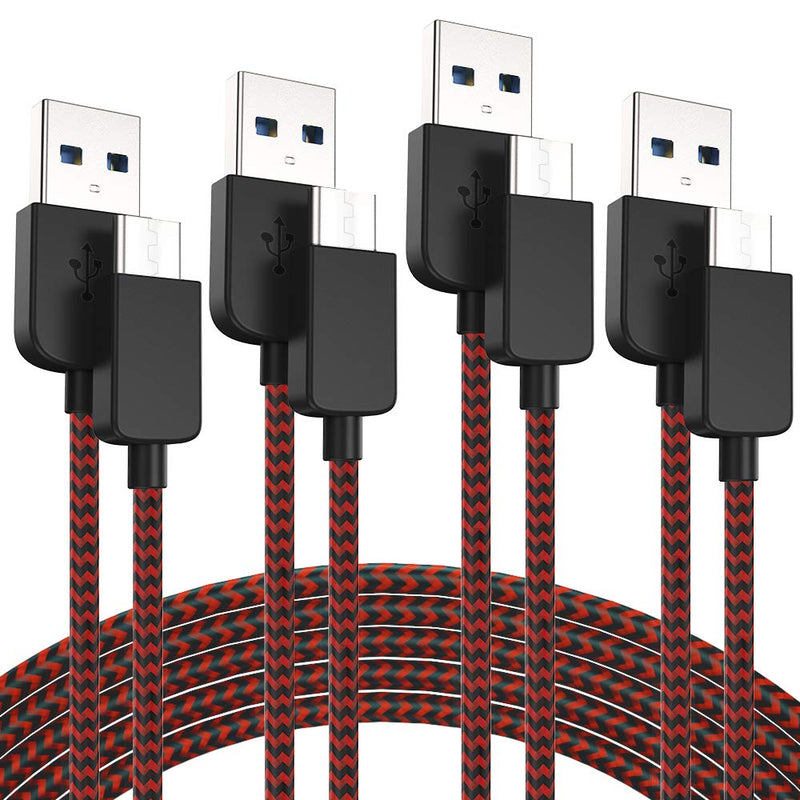 [Australia - AusPower] - USB Type-C Cable 3A Fast Charging,L&HE 4Pack (3/6/6/10FT) Compatible with Samsung Galaxy A10/A20/A51/S10/S9/S8 Cabepow Charger Cable, PS5 Controller, etc. (Black and red) Black and red 