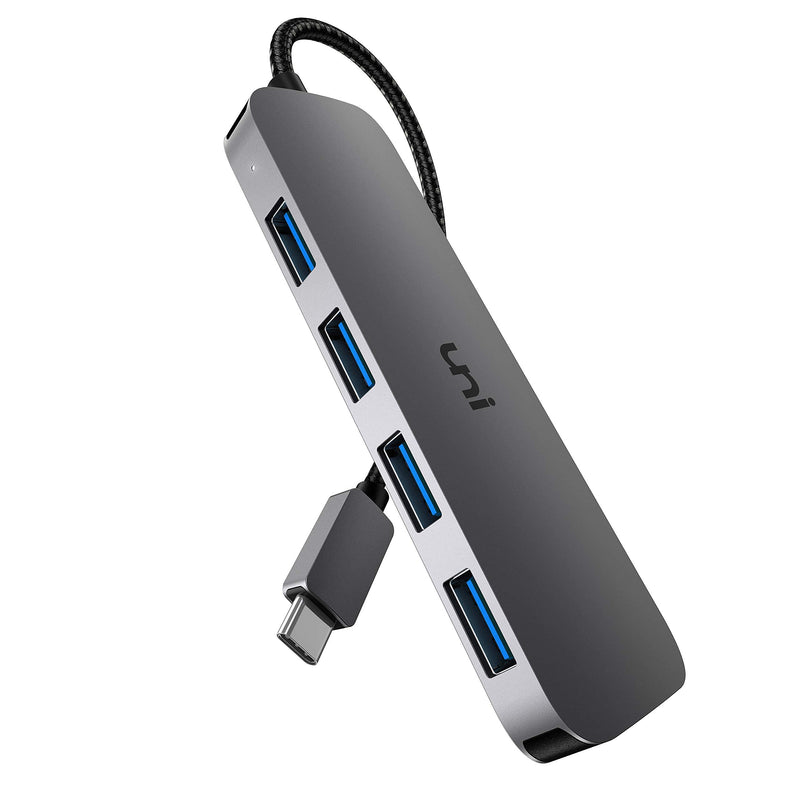[Australia - AusPower] - uni USB C to USB Hub 4 Ports, Aluminum USB Type C to USB Adapter with 4 USB 3.0 Ports, Thunderbolt 3 to Multiport USB 3.0 Hub Adapter for MacBook Pro/Air 2020/2019, iPad Pro, Dell, Chromebook and more 0.6FT 