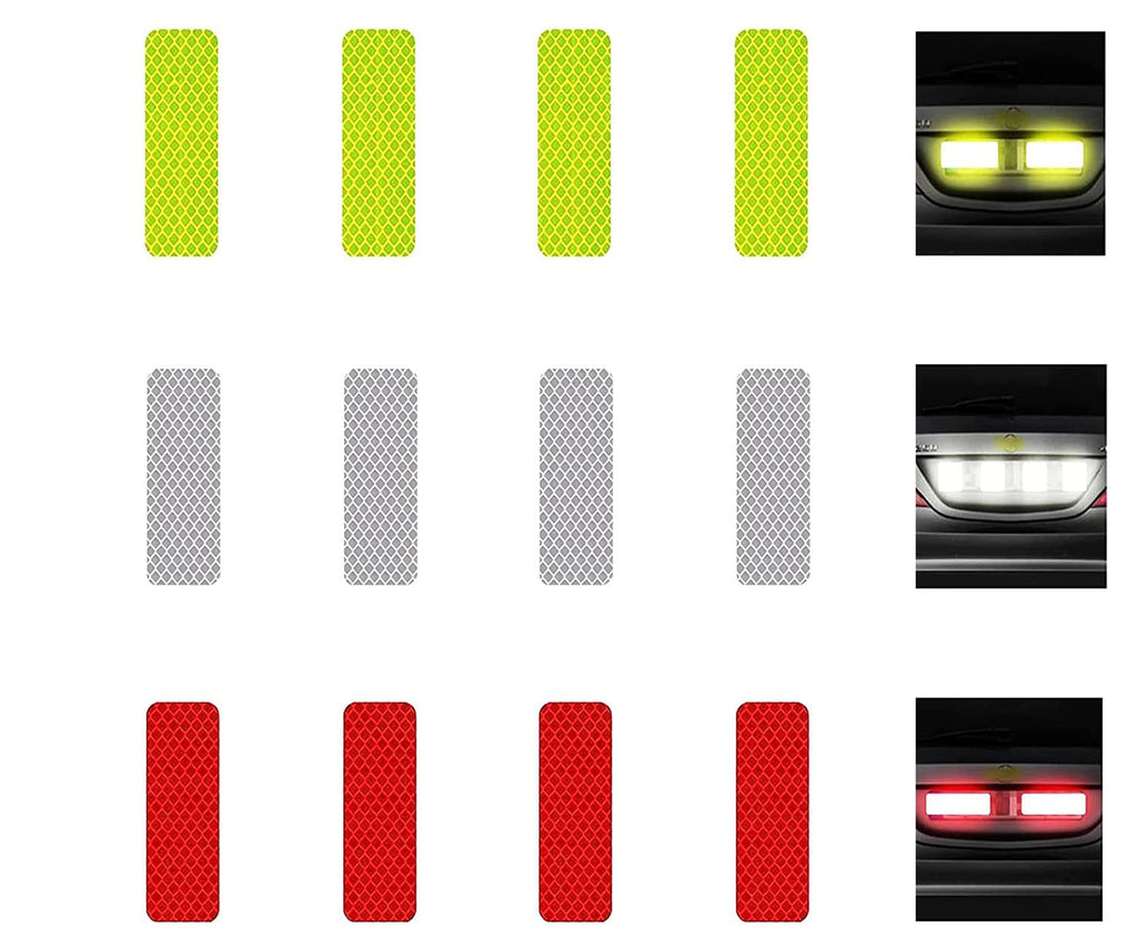 [Australia - AusPower] - KOOUMOS 36Pcs Reflective Decals Reflective Stickers Safety Warning Sticker Tapes Waterproofs High Intensity Night Visibility Adhesive for Helmets Motorbike 1.18 x 3.25 Inch(3x8cm) 12pcsyellow+ White+red 4x12cm 