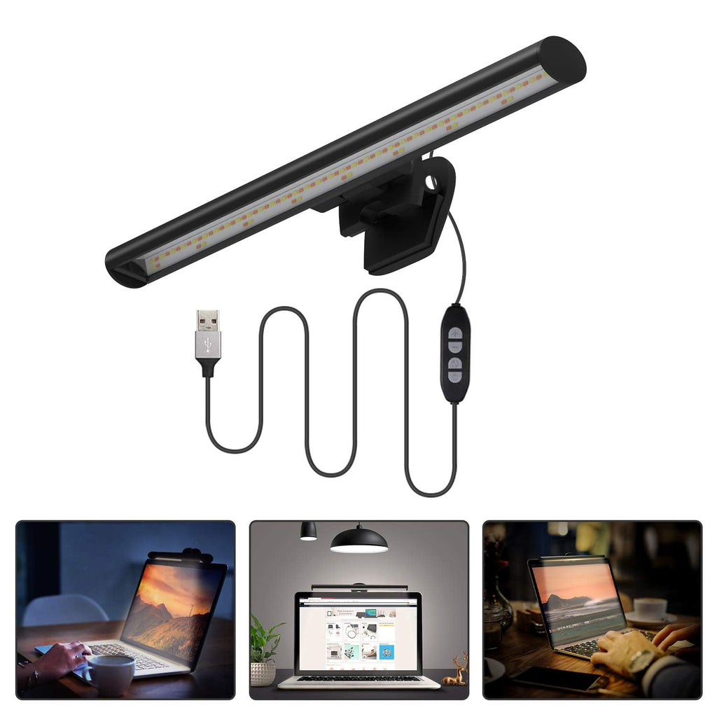 [Australia - AusPower] - Quntis E-Reading Lamp, Clip on Laptop USB Keyboard Light, USB Powered Reading Lamp for Laptop with Brightness & Hue Adjustment Features, No Screen Glare for Home Office Travel 10.2 inch 