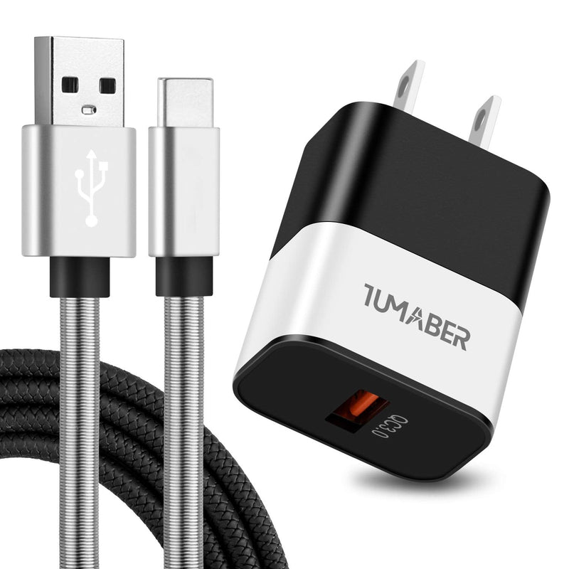 [Australia - AusPower] - Adaptive Fast Charging Wall Charger Kit with USB Type C Cable for Samsung Galaxy A51/A20/A10/S10/S9/S8,6 Foot Nylon Braided USB-C to USB-A Cord 