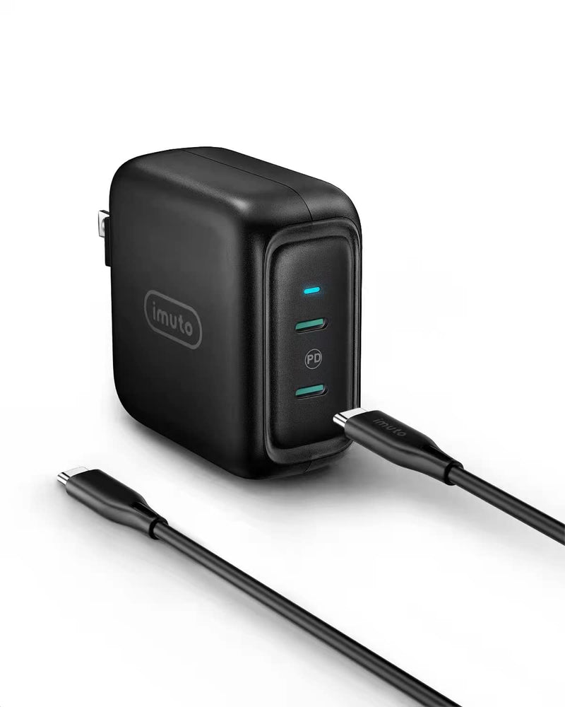 [Australia - AusPower] - USB C Laptop Charger, imuto 90W Laptop Type C Power Adapter, 2 USB C Ports Fast GaN II Charger, Travel Wall Charger with 5A 100W USB C Cable, for USB-C Laptop, MacBook Pro/Air, Chromebook, and More 