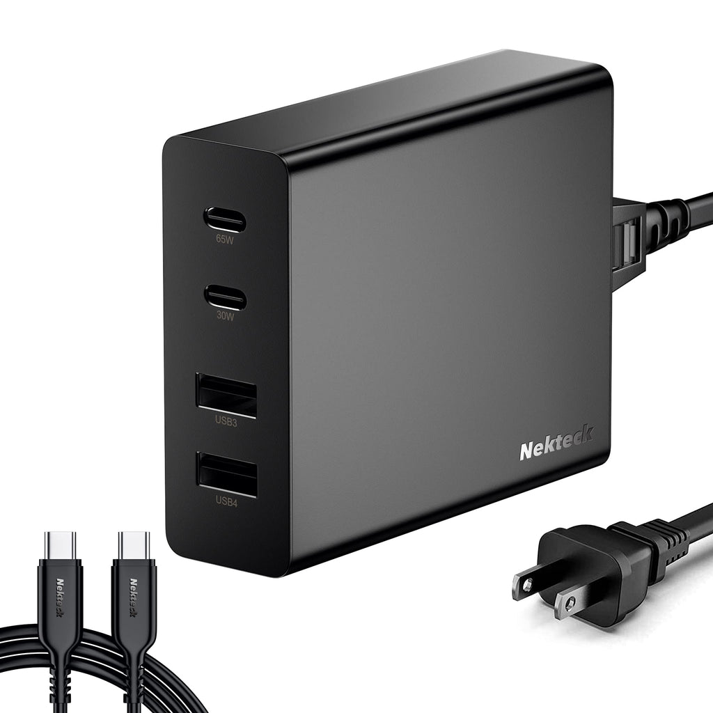 [Australia - AusPower] - Nekteck 107W USB C Charger(GaN Tech), 65W 30W Type C Fast Charger 4-Port PD Charger with 1 USB C to C Cable Compatible with iPhone 13 Pro Max/13 Pro/13 Mini, MacBook Pro, iPad Pro, Switch, Galaxy S21 