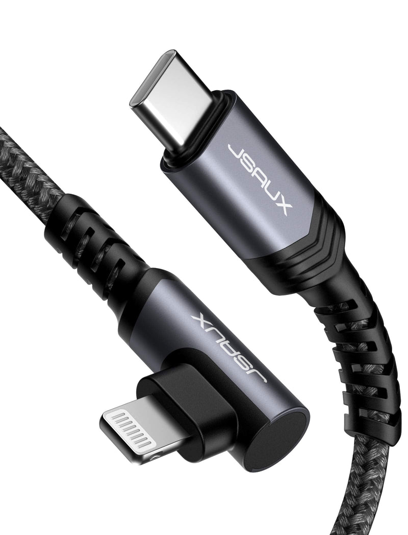 [Australia - AusPower] - 90 Degree USB C to Lightning Cable 6ft, JSAUX [Apple MFi Certified] Right Angle iPhone 13 Charger Cable with iPhone 13/13 Pro/13 Pro Max/12 Pro/11 Pro Max/X/XS/XR/8, iPad 9th 2021, AirPods Pro (Grey) Grey 