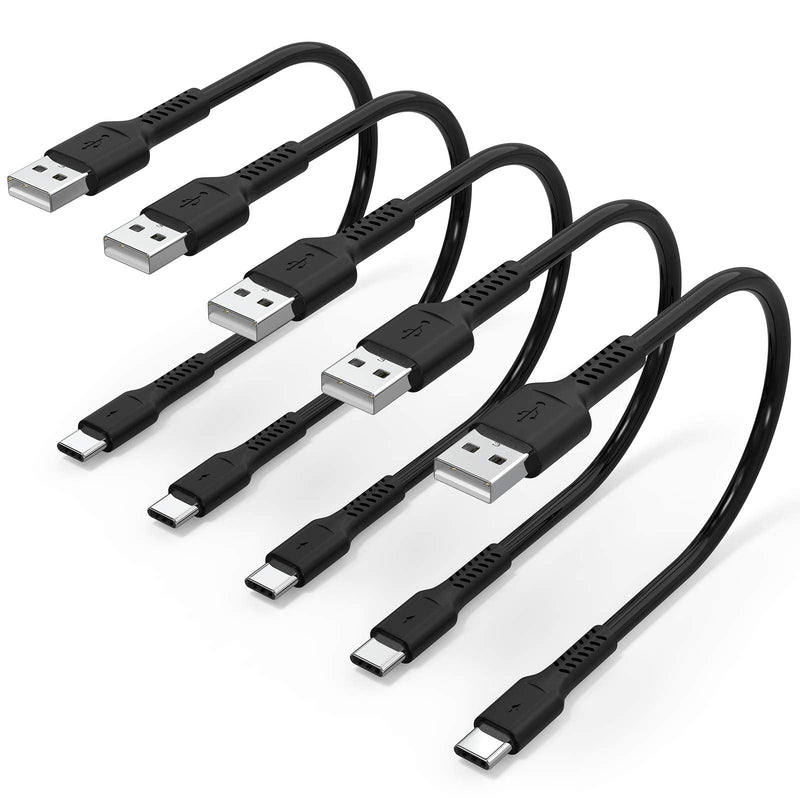 [Australia - AusPower] - 6 inch Short USB C Charging Cord, 5 Pack Durable USB A to USB Type C 3A Fast Charging Cable for Charging Station Compatible with Samsung Galaxy Note 9 10 S10 S20 S30 OnePlus 7T 8T LG V30 V40 6 Inches black 