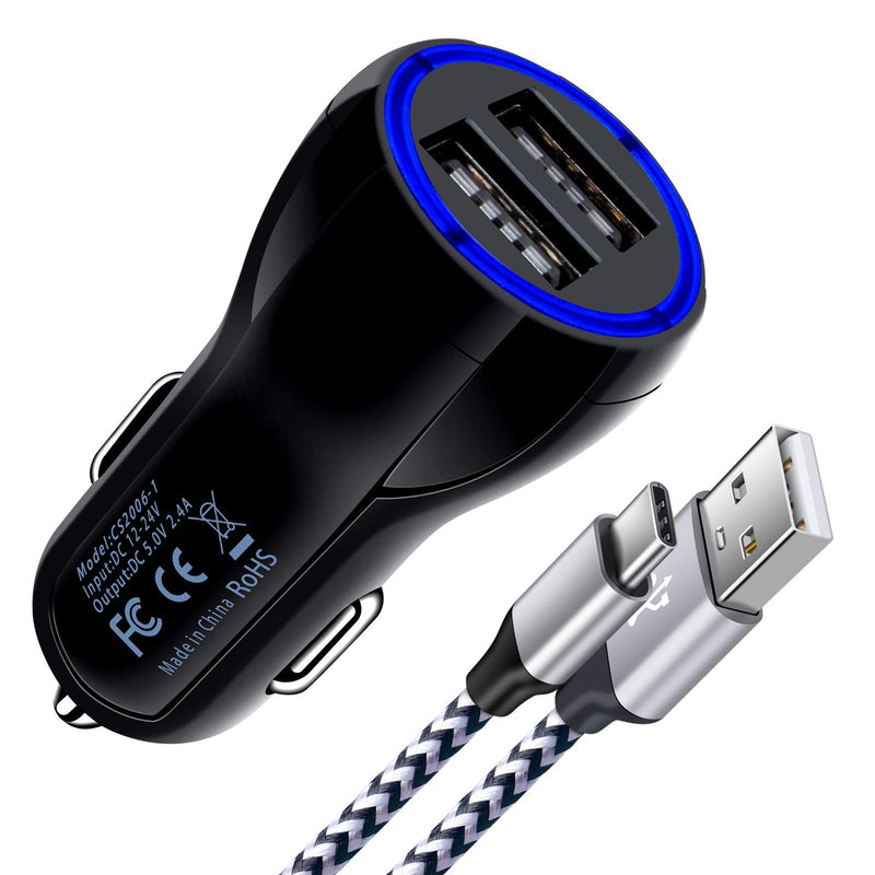 [Australia - AusPower] - Dual USB C Car Charger Compatible Samsung Galaxy S22 Ultra 5G S21 S20 S10/9 Note20/10/9 A72 A52 A42 A32 5G,Google Pixel 6 Pro/6/5/4,Moto G9 G8 G7 Plus Play Power,Fast Car Adapter with Type C Cable 3ft 