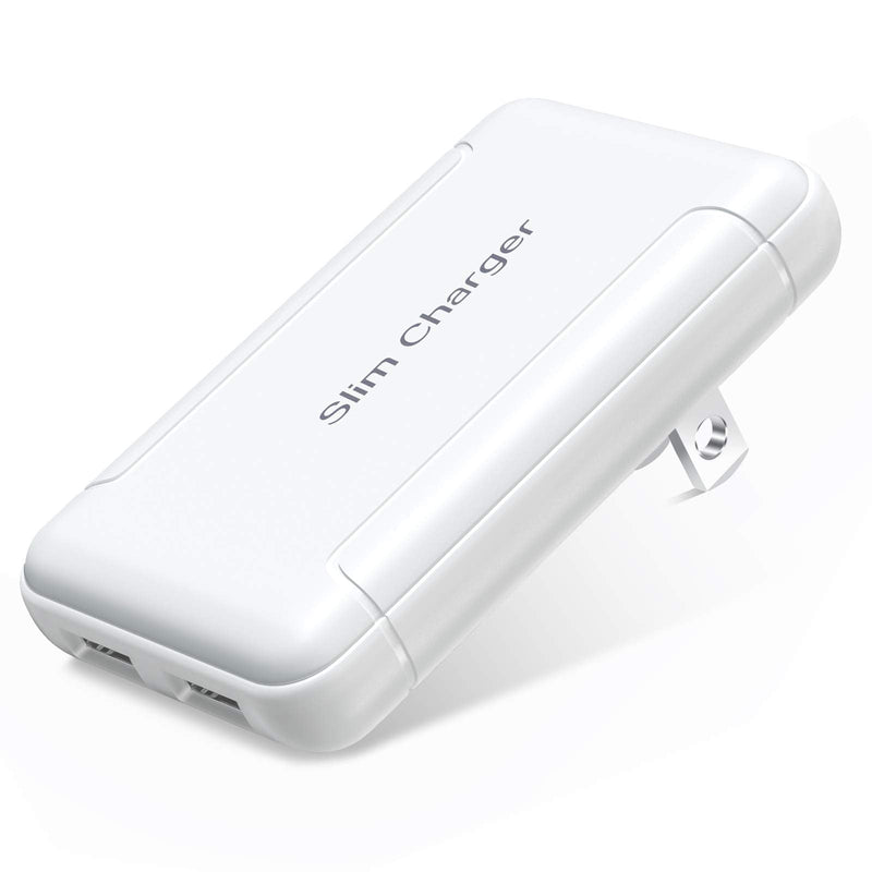 [Australia - AusPower] - Charger Block, OKRAY 3A Dual USB Wall Charger with Foldable Plug, Flat Portable 2 USB-A Ports Phone Charger Fast Charging Blocks Power Adapter Compatible iPhone 11/XS/XR/iPad, Samsung Galaxy (White) White 
