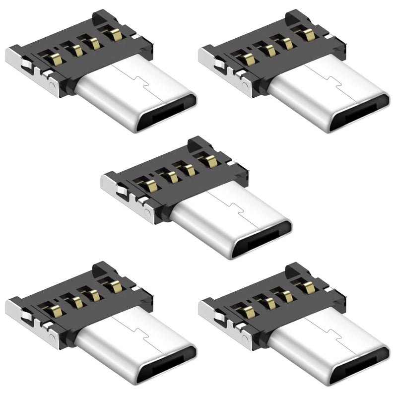 [Australia - AusPower] - Mini OTG Adapter，Ultra Mini DM USB OTG Cell Phone Connector is Suitable for Computers, Laptops, Mobile USB Flash Disk, USB Cables - 5 Packs (Silver-Micro USB) 