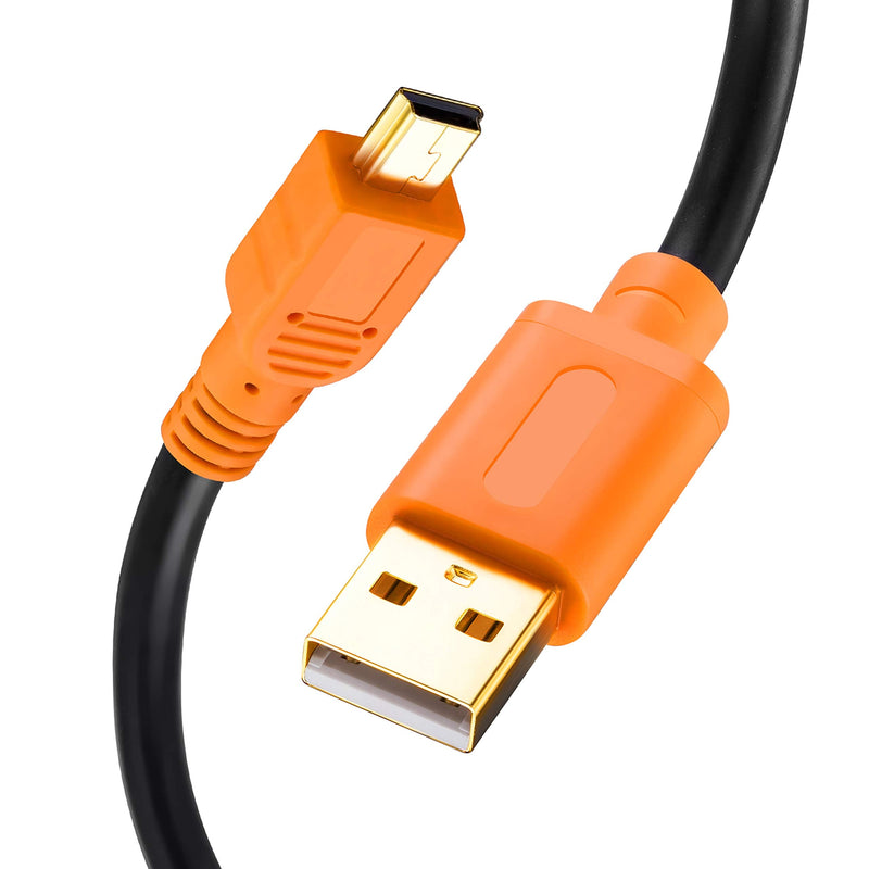 [Australia - AusPower] - Mini USB Cable 15Ft, Tan QY Mini USB Cable USB 2.0 Type A to Mini B Cable Male Cord for GoPro Hero 3+, Hero HD, Cell Phones, MP3 Players, Digital Cameras,GPS Receiver, PDAs etc (15Ft, Orange) 