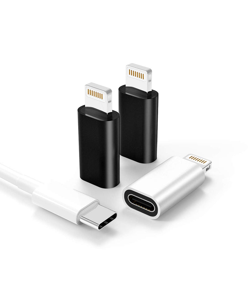 [Australia - AusPower] - 3Pack USB C Female to Lightning Male Adapter for iPhone 11/12/7/XR/X/XS/SE/8Plus/Pro Max Ipad Air Mini Type Compatible with Charging Support Data Transmission Connect Charger Connector Cable Converter 