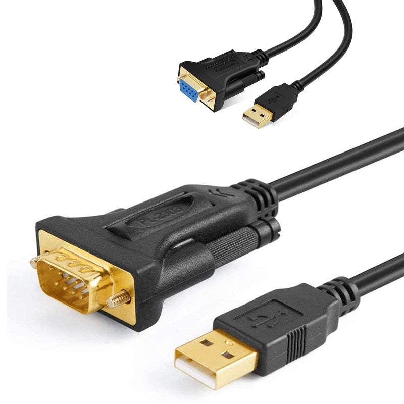 [Australia - AusPower] - Bundle – 2 Items: CableCreation 3.3FT USB to RS232 Serial Male Cable (Prolific PL2303 Chip) + 6.6FT USB to RS232 Female Adapter (FTDI Chip), for Windows 10, 8.1, 8,7, Vista, XP, Linux, Mac OS X 