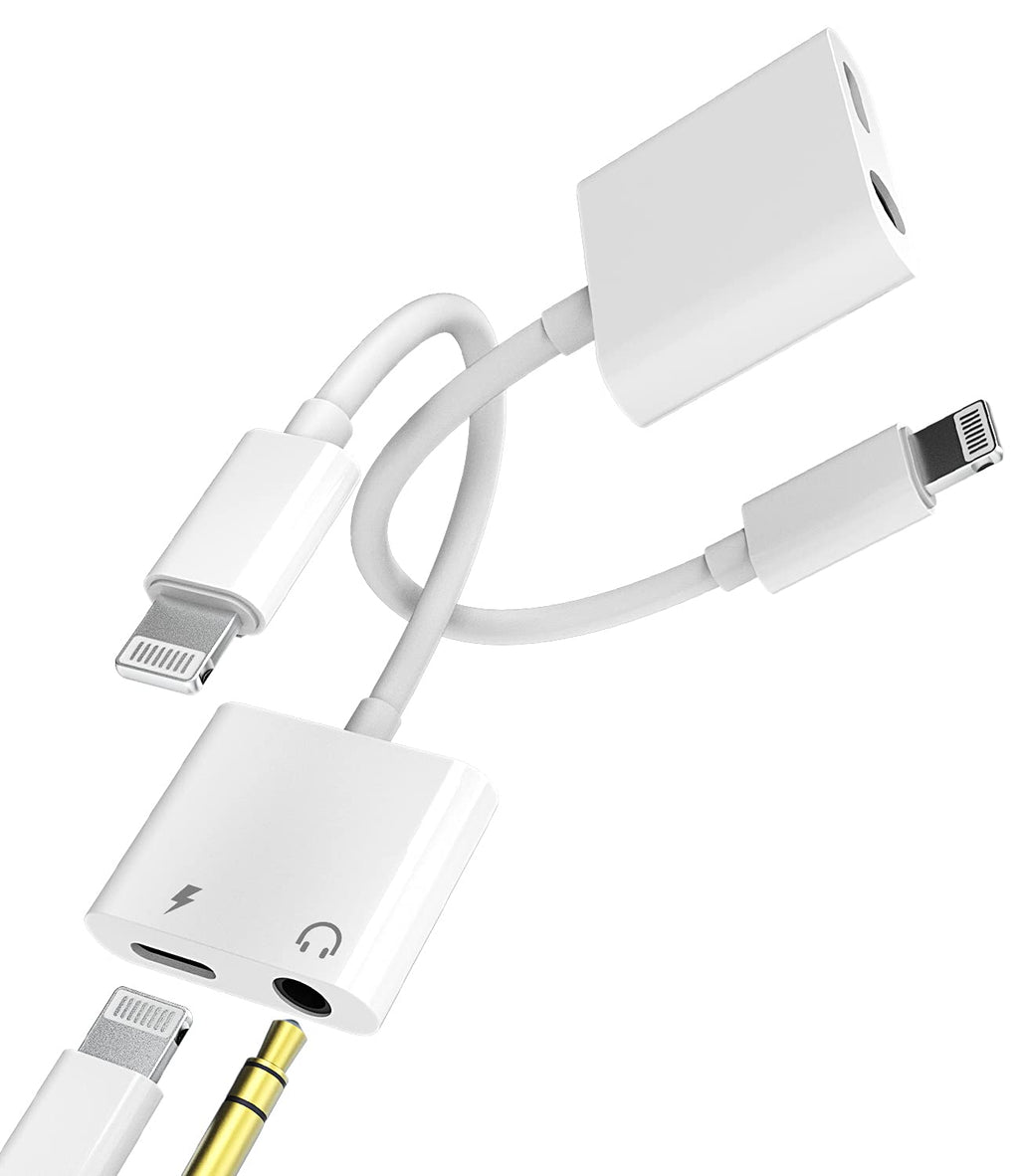 [Australia - AusPower] - 2Pack【Apple MFi Certified】Iphone AUX Adapter Lightning to 3.5mm Cable with Audio Jack Headphone Earphone Dongle and Charger for 11 12 MINI PRO MAX XS XR X 8 7Plus Accessories Adaptor Charging Ipad AIR 
